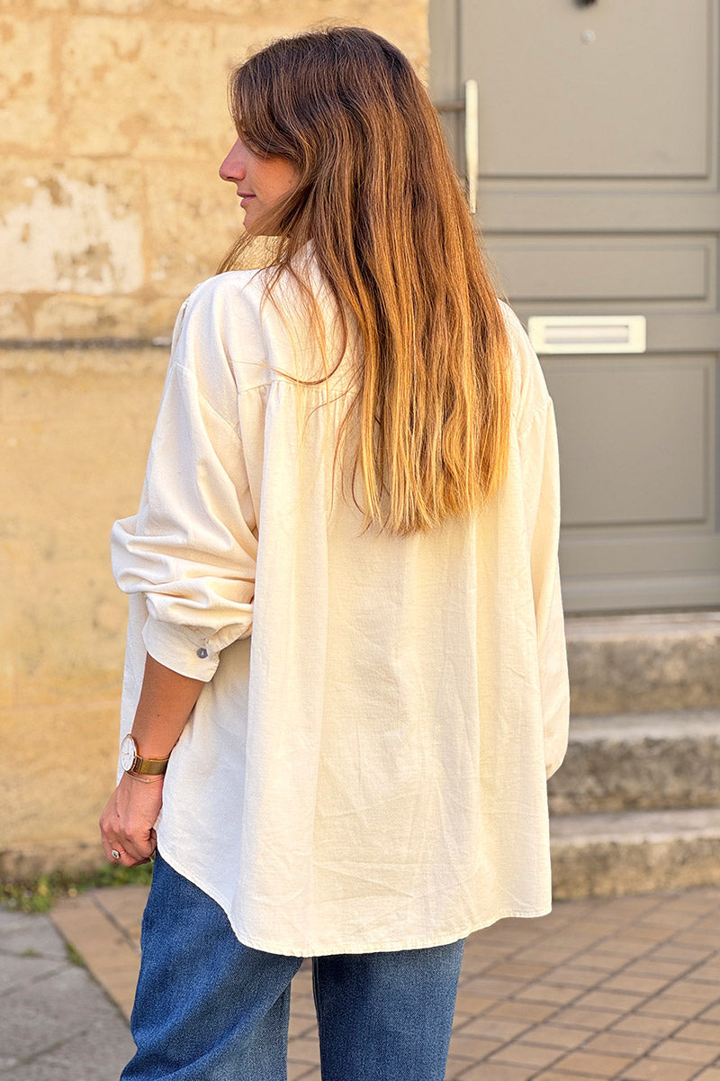 Cream Pinwale Corduroy Blouson Top