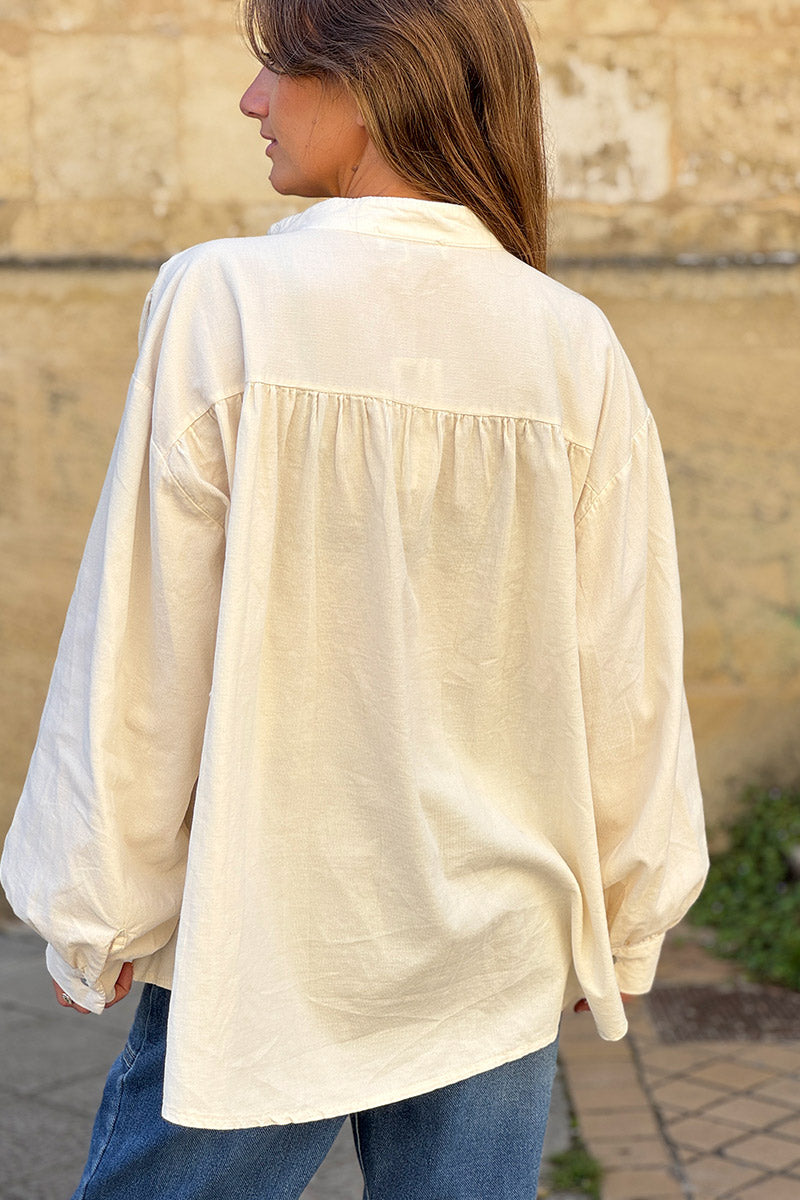 Cream Pinwale Corduroy Blouson Top