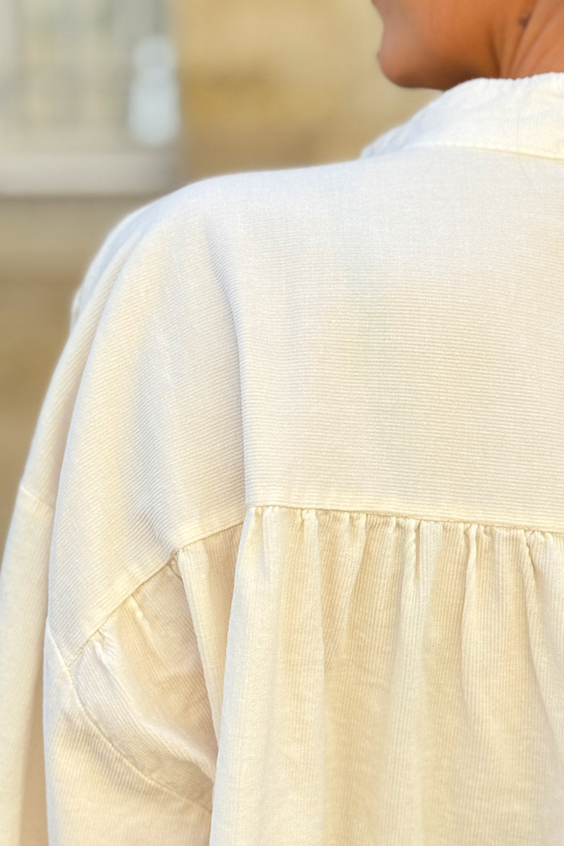 Cream Pinwale Corduroy Blouson Top