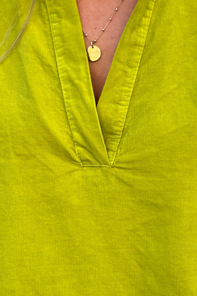 Lime Pinwale Corduroy Blouson Top