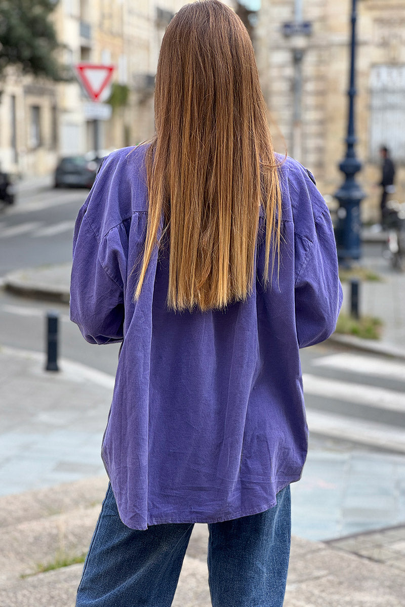Purple Pinwale Corduroy Blouson Top