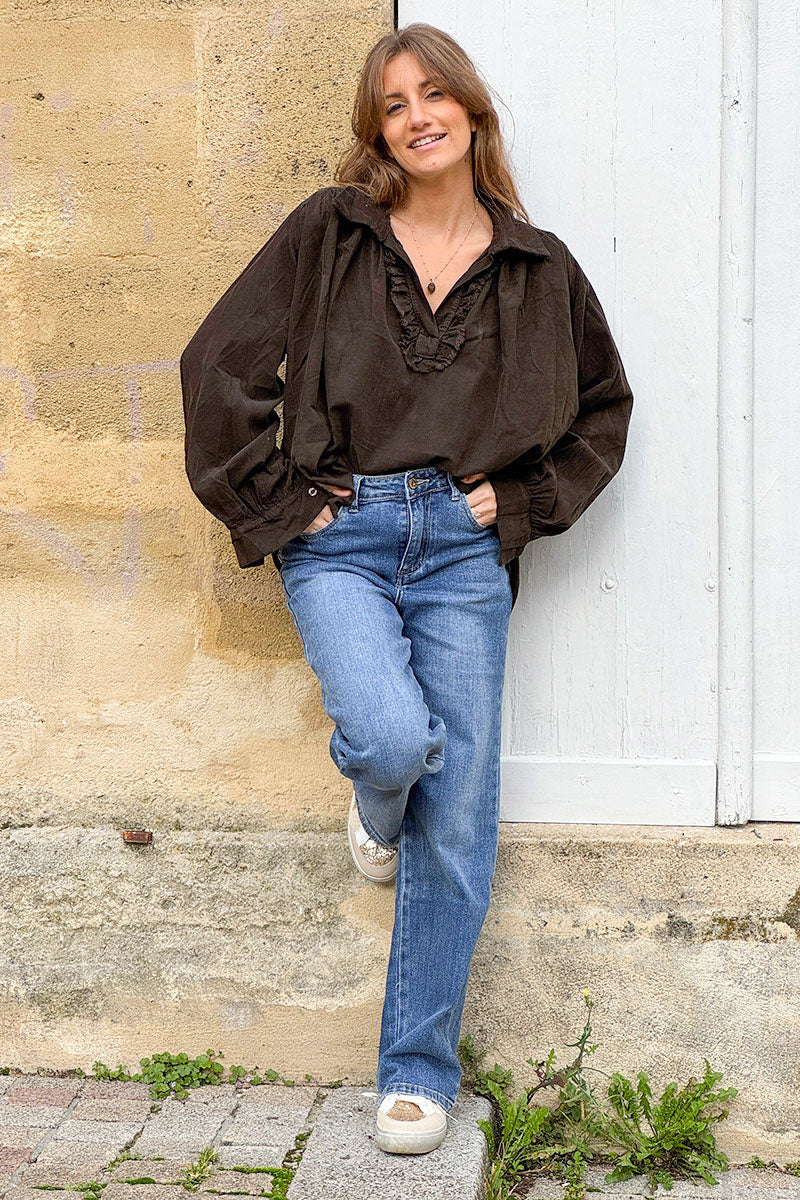Chocolate Brown Corduroy Renaissance Blouse