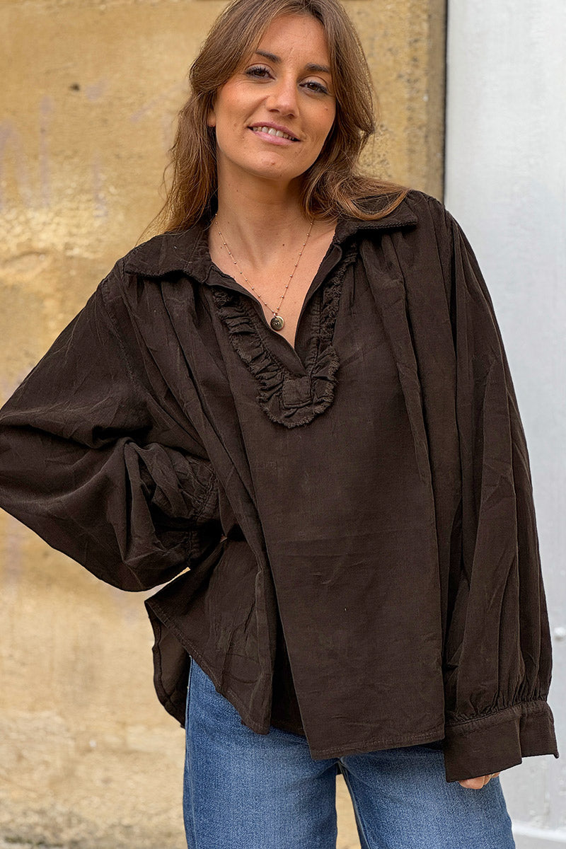Chocolate Brown Corduroy Renaissance Blouse