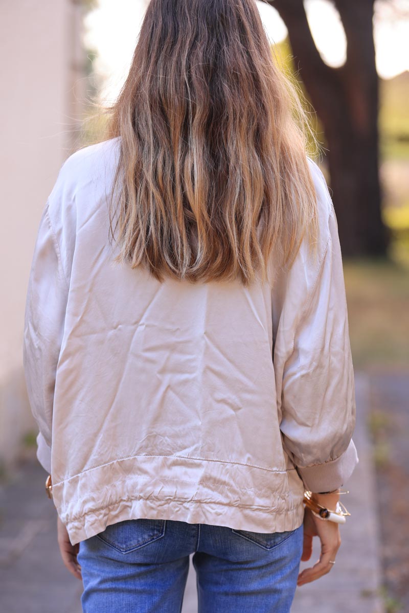 Beige silky lightweight floaty bomber