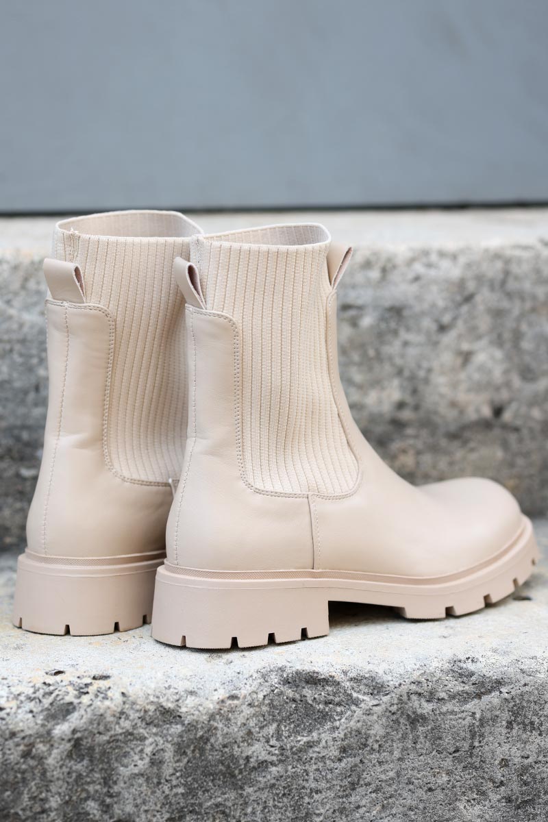 Botte chaussette beige hot sale