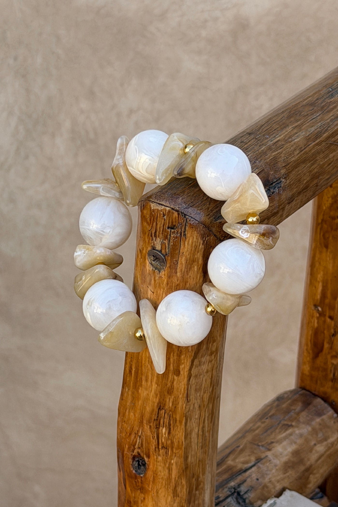 White Marbled Bead Statement Bracelet