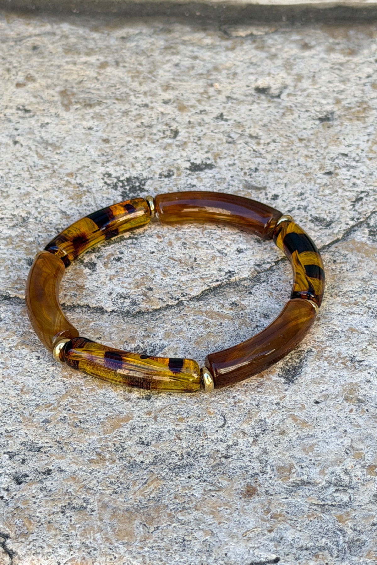 Tortoise Tube Bead Bangle