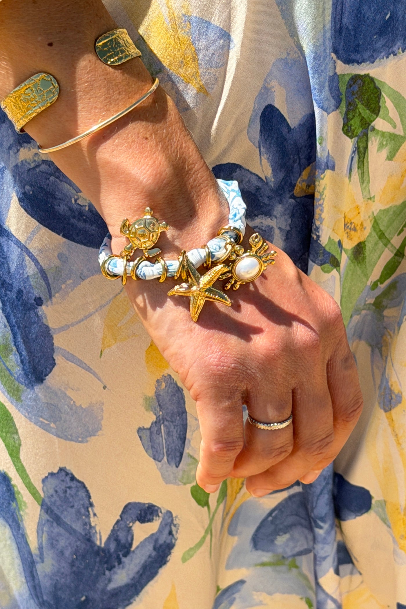 White Fabric Beach Charm Bracelet