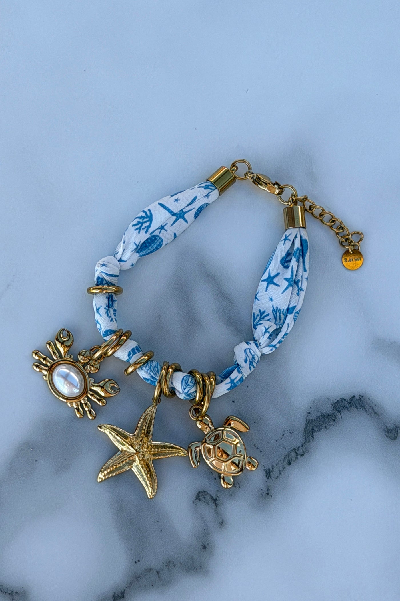 White Fabric Beach Charm Bracelet