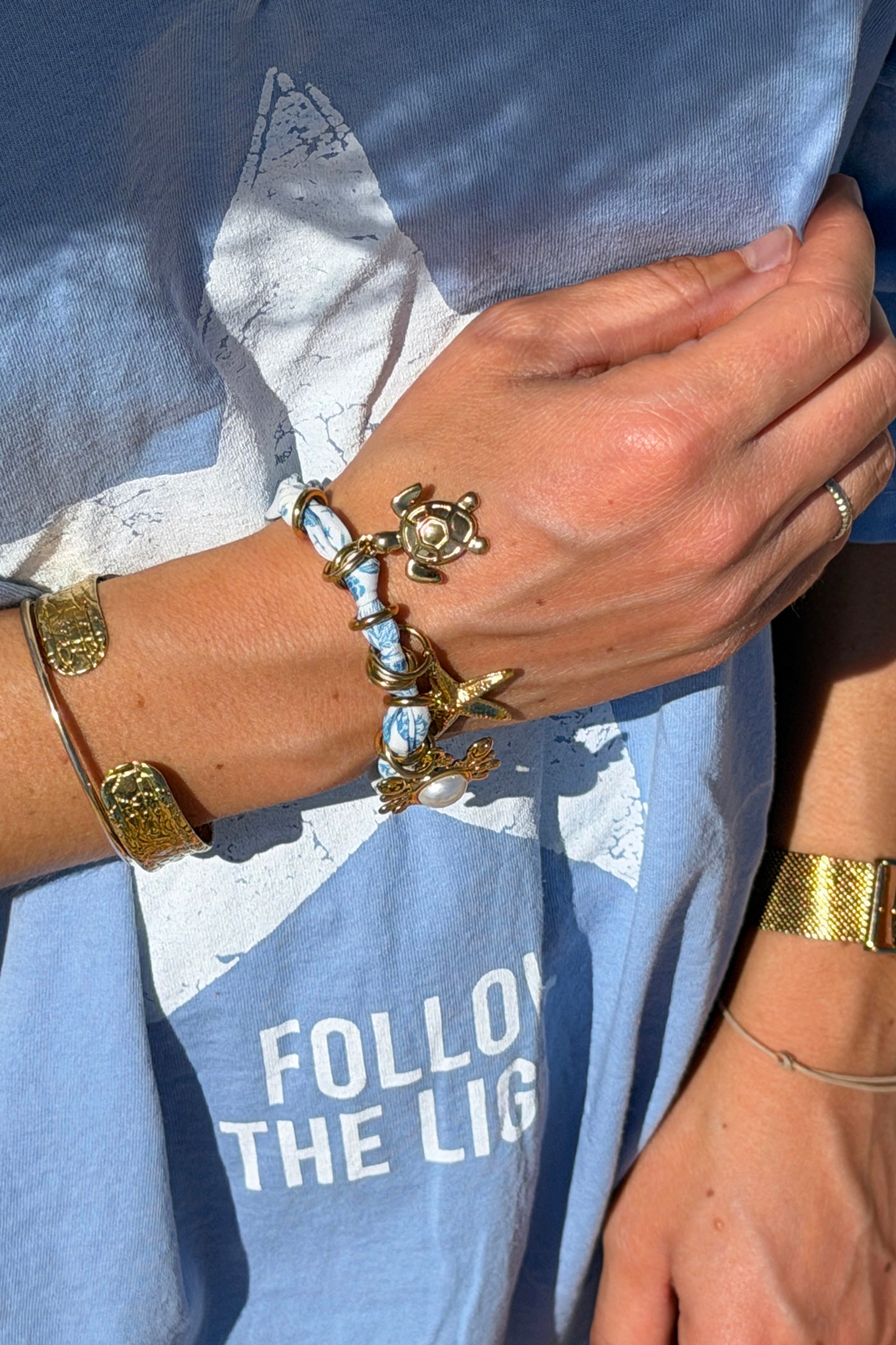 White Fabric Beach Charm Bracelet