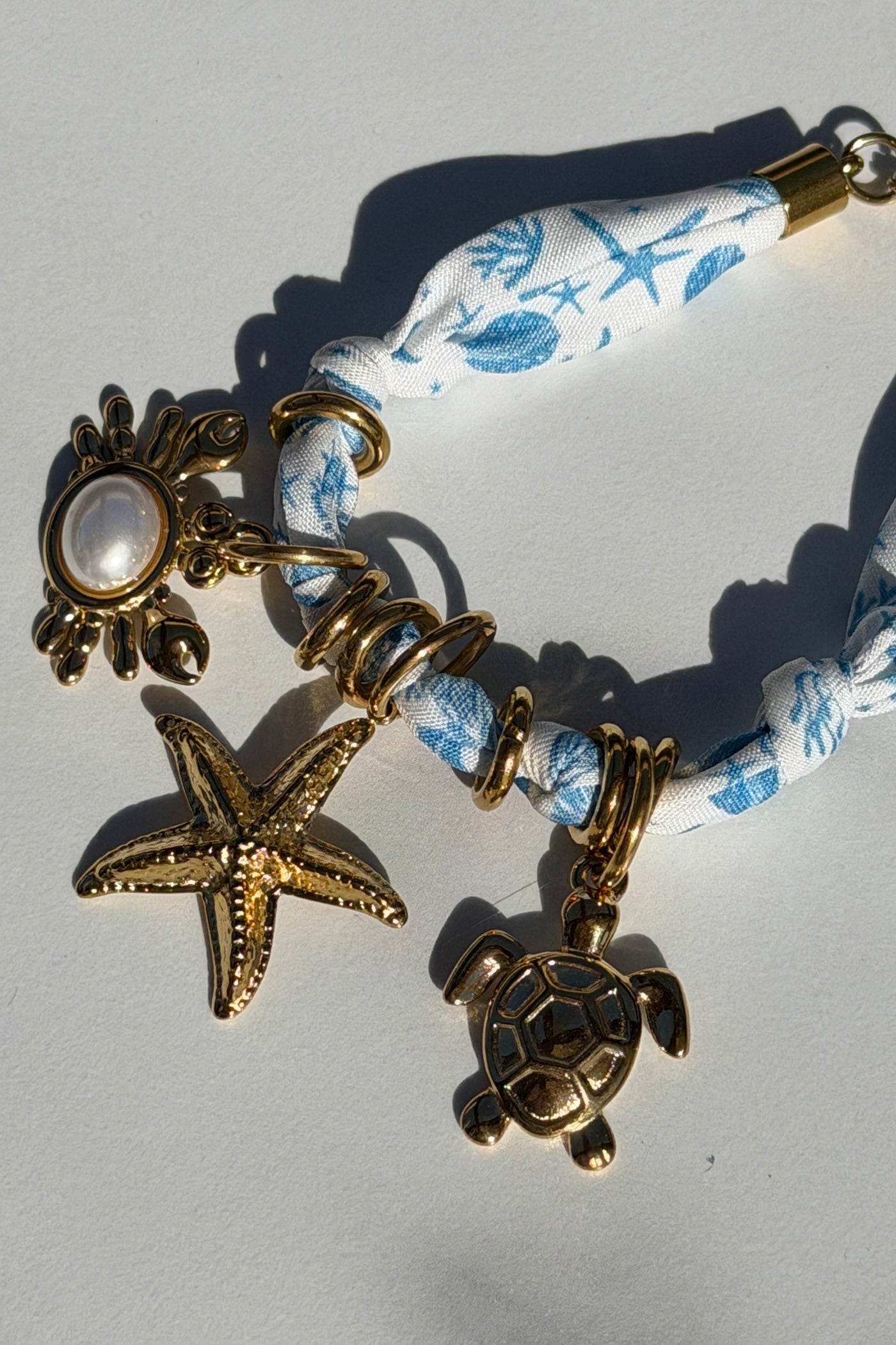 White Fabric Beach Charm Bracelet