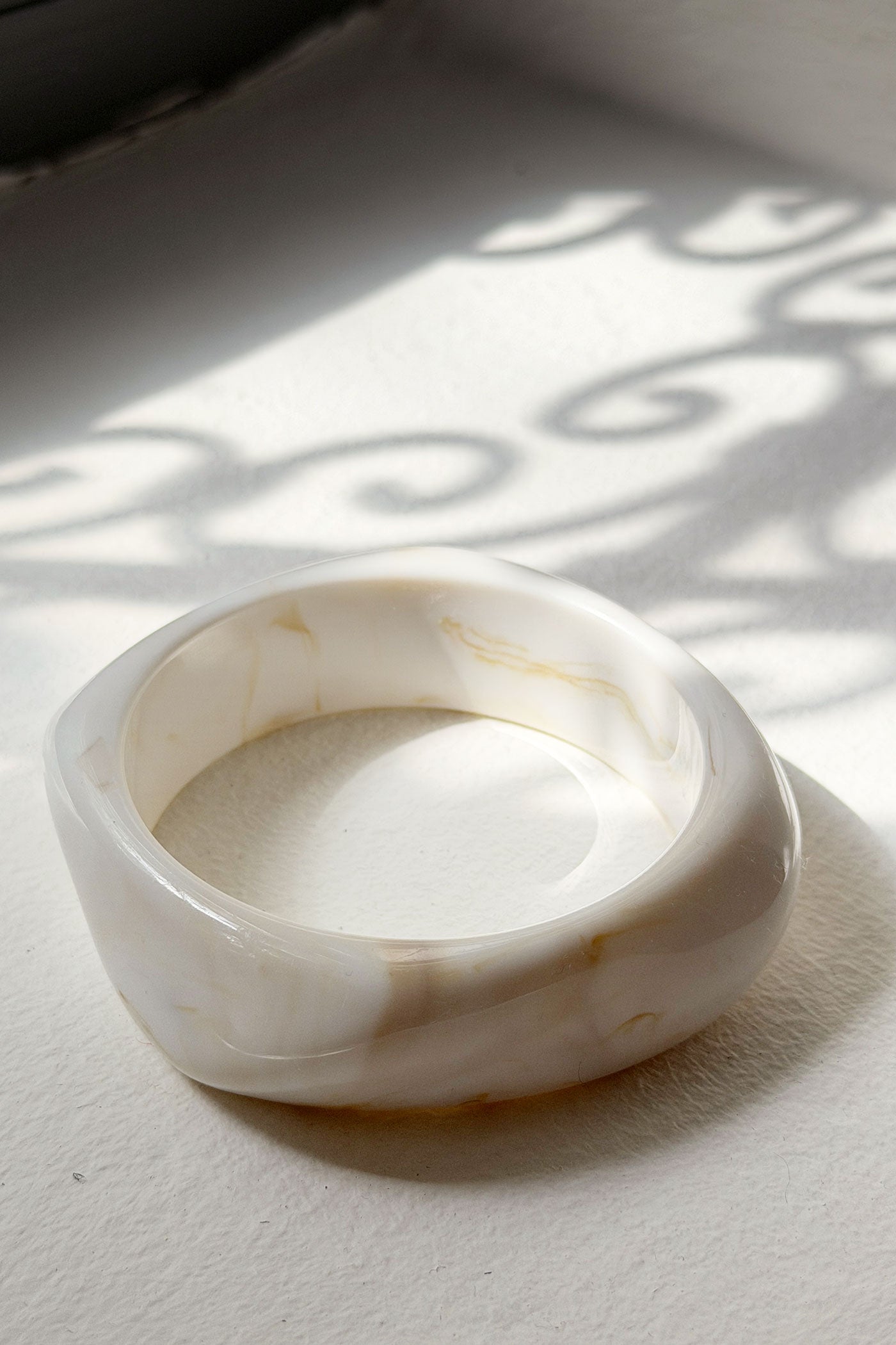 White Marble Geo Chunky Lucite Bangle