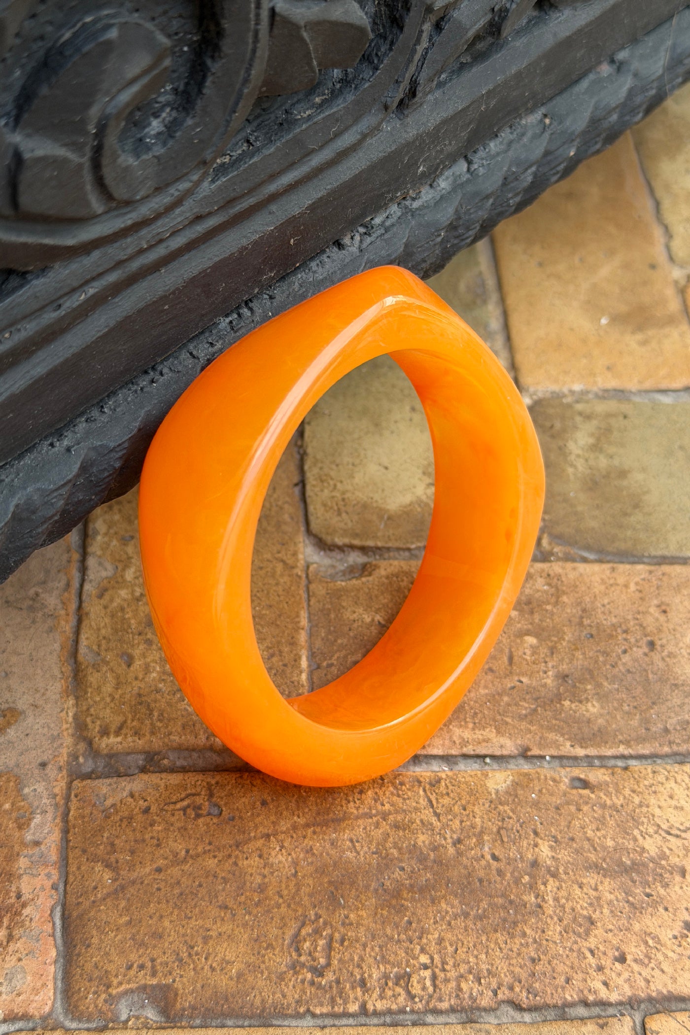 Orange Geo Chunky Lucite Bangle