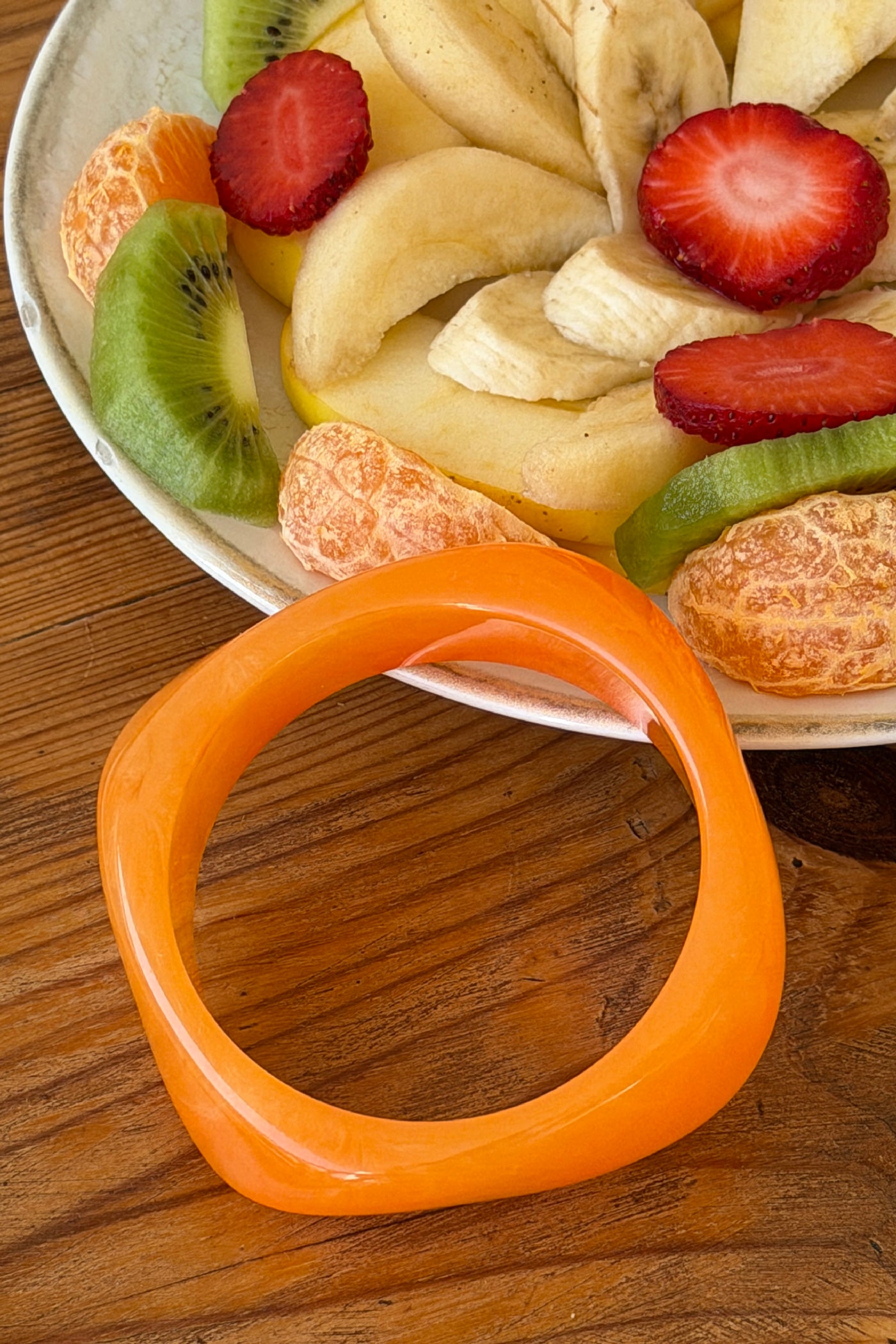 Orange Geo Chunky Lucite Bangle