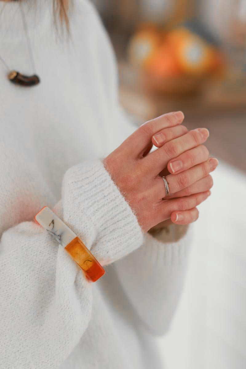 Orange Hexagon Resin Bracelet