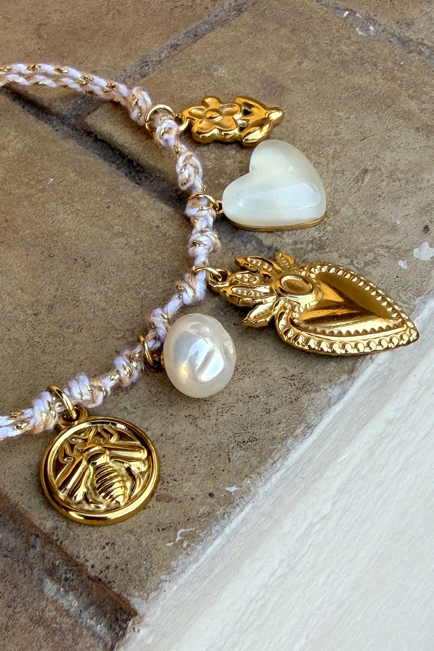 Golden Garden Rope Chain Charm Bracelet
