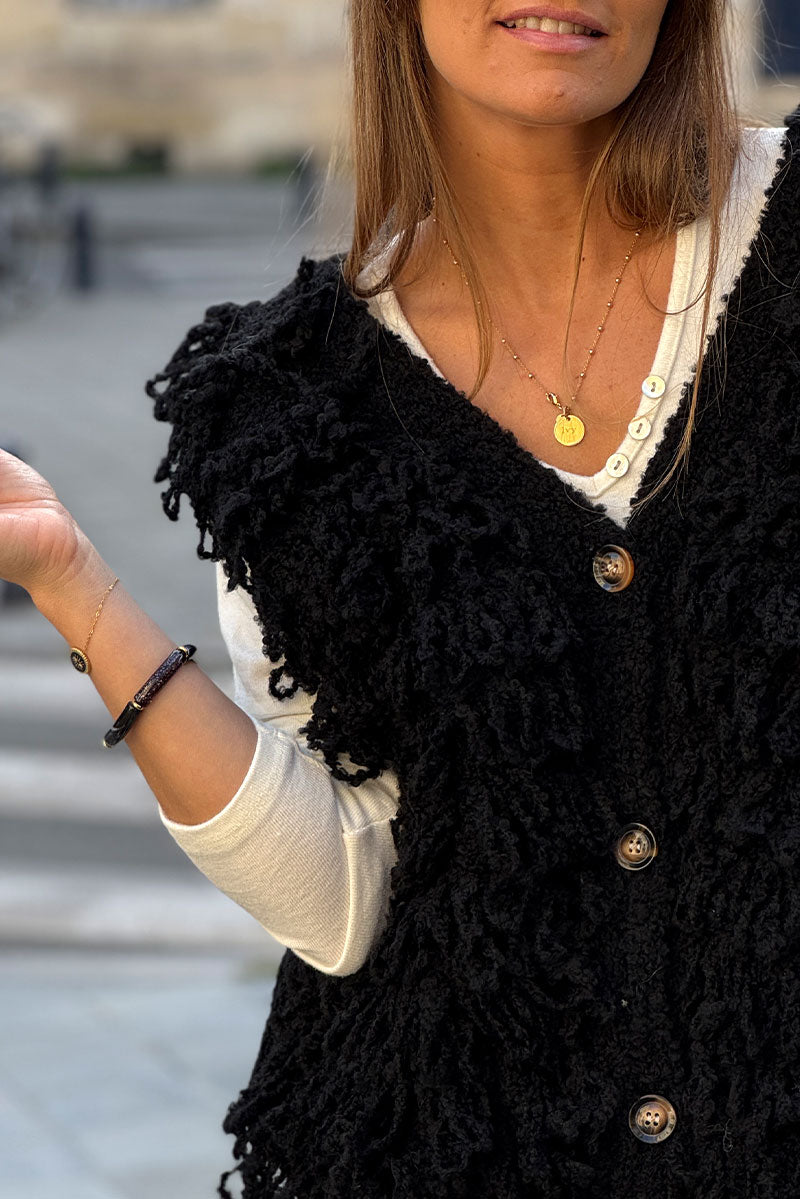 Bracelet petite maille dorée œil noir