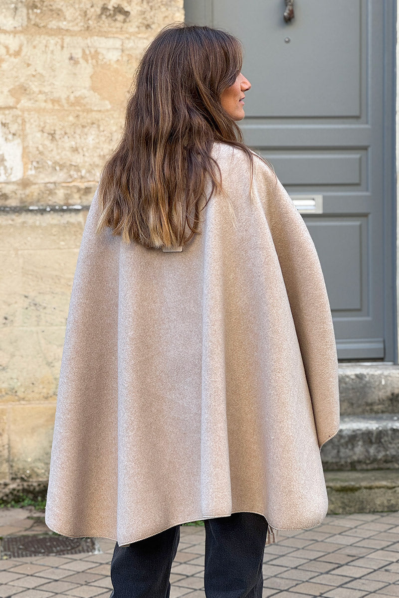 Beige Wool Blend Oversized Pashmina