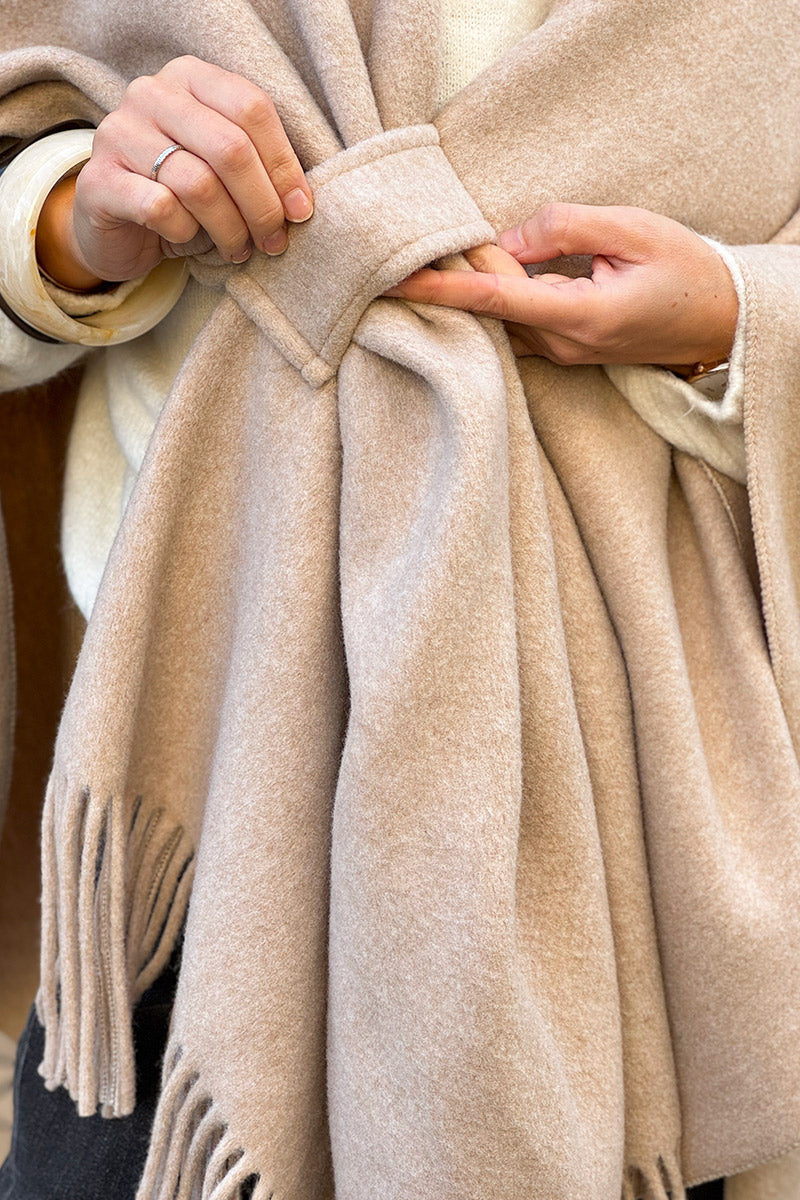 Beige Wool Blend Oversized Pashmina