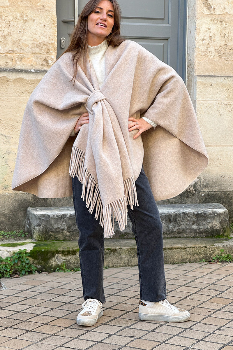 Beige Wool Blend Oversized Pashmina