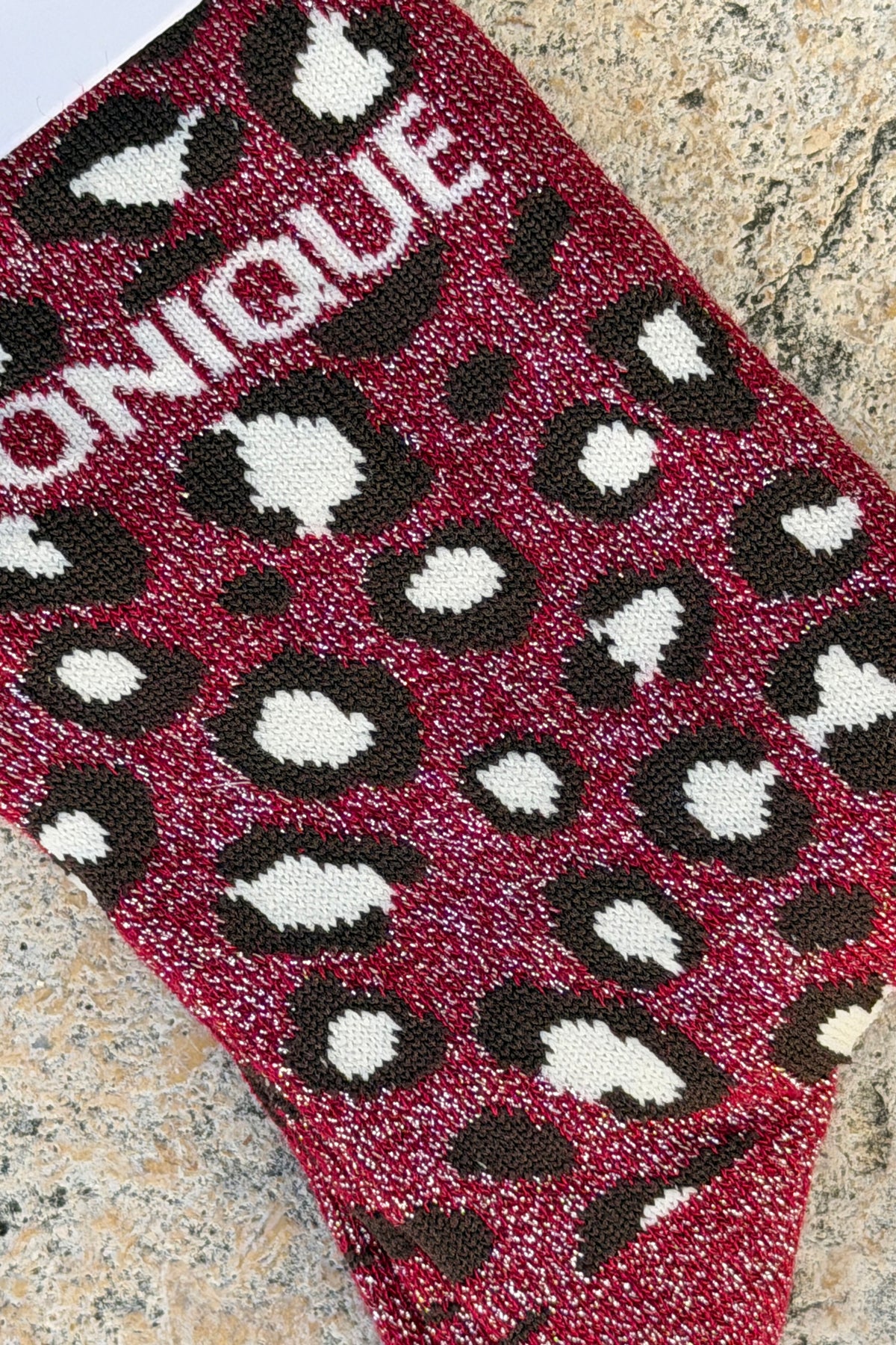 Merlot Aubergine ICONIQUE Leopard Print Socks