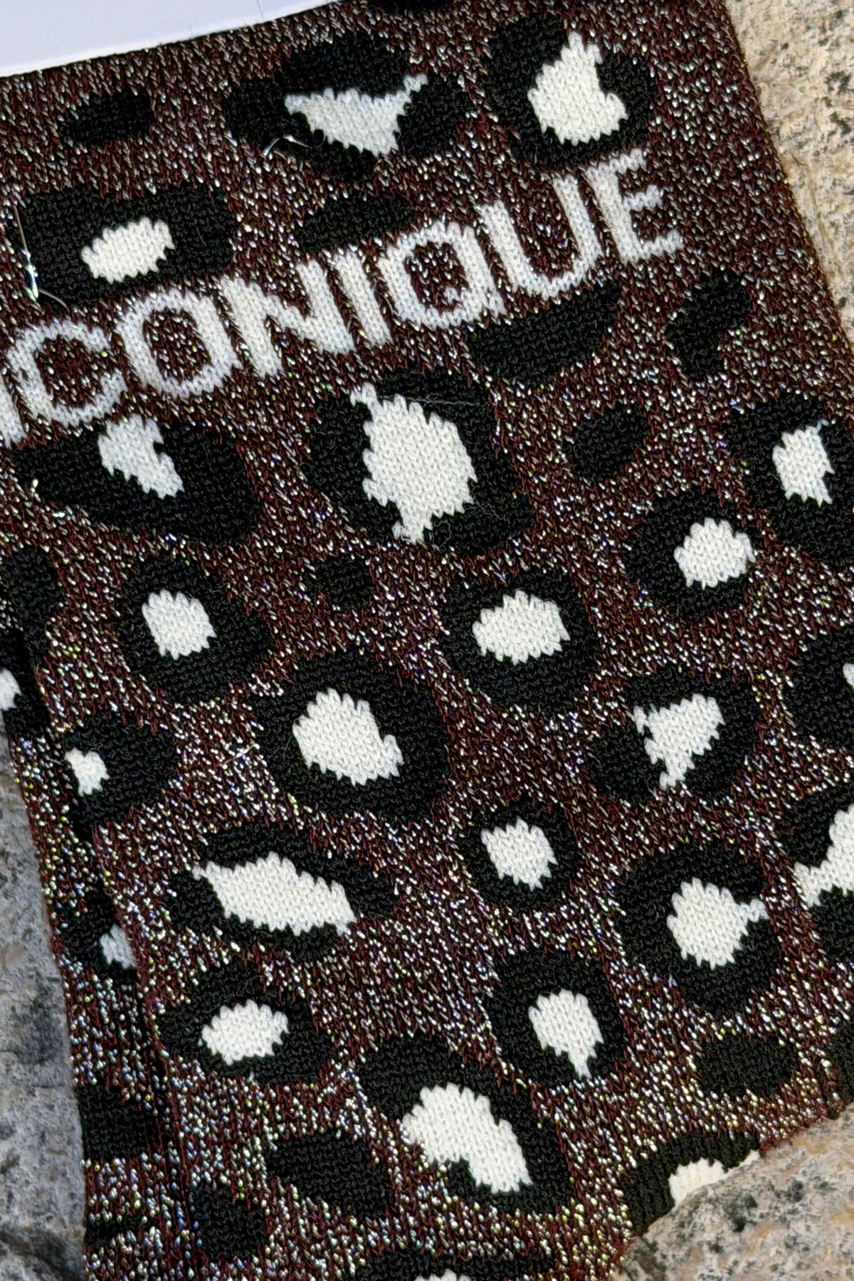 Chocolate Brown ICONIQUE Leopard Print Socks