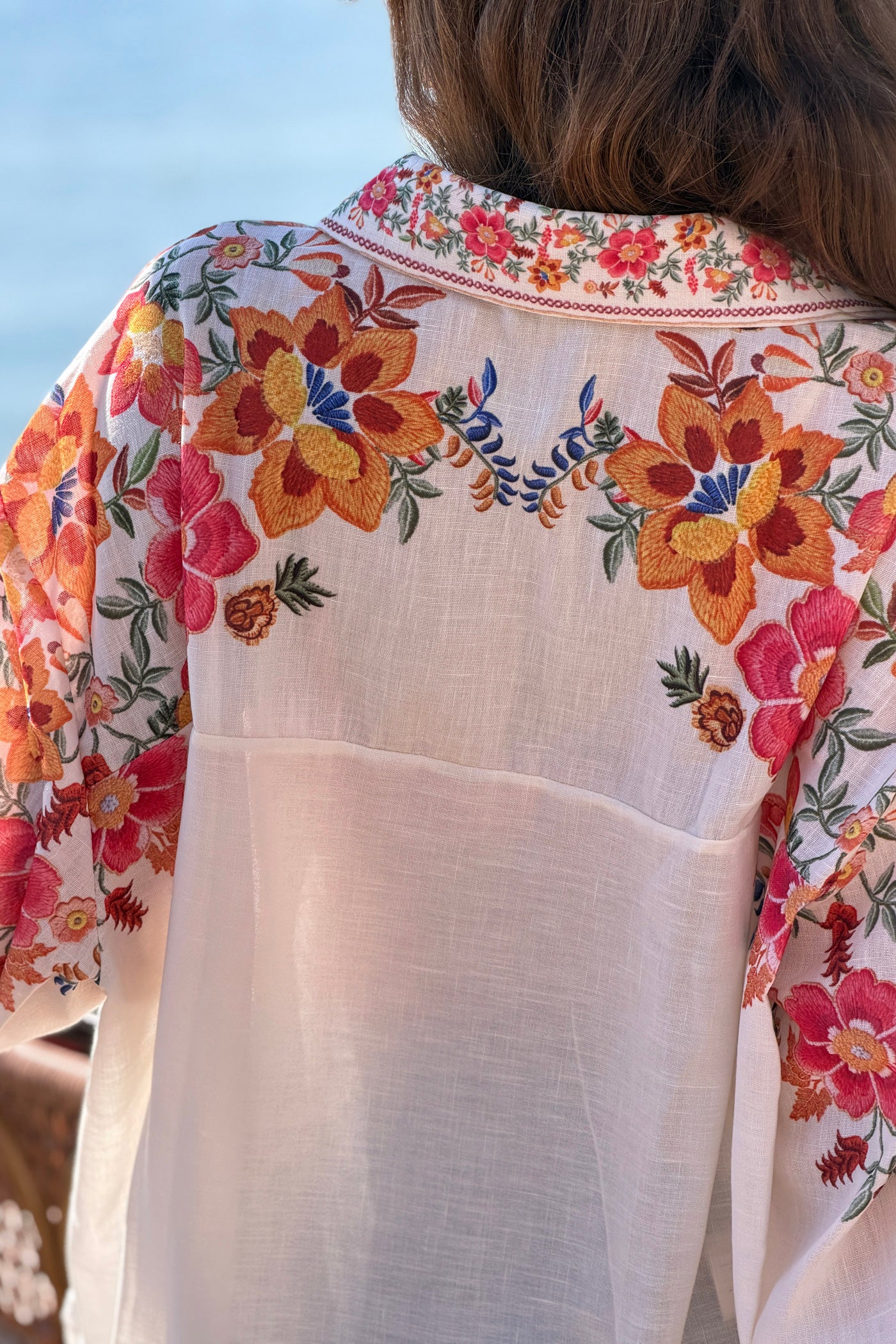Cream Shabby Chic Floral Yoke Blouse
