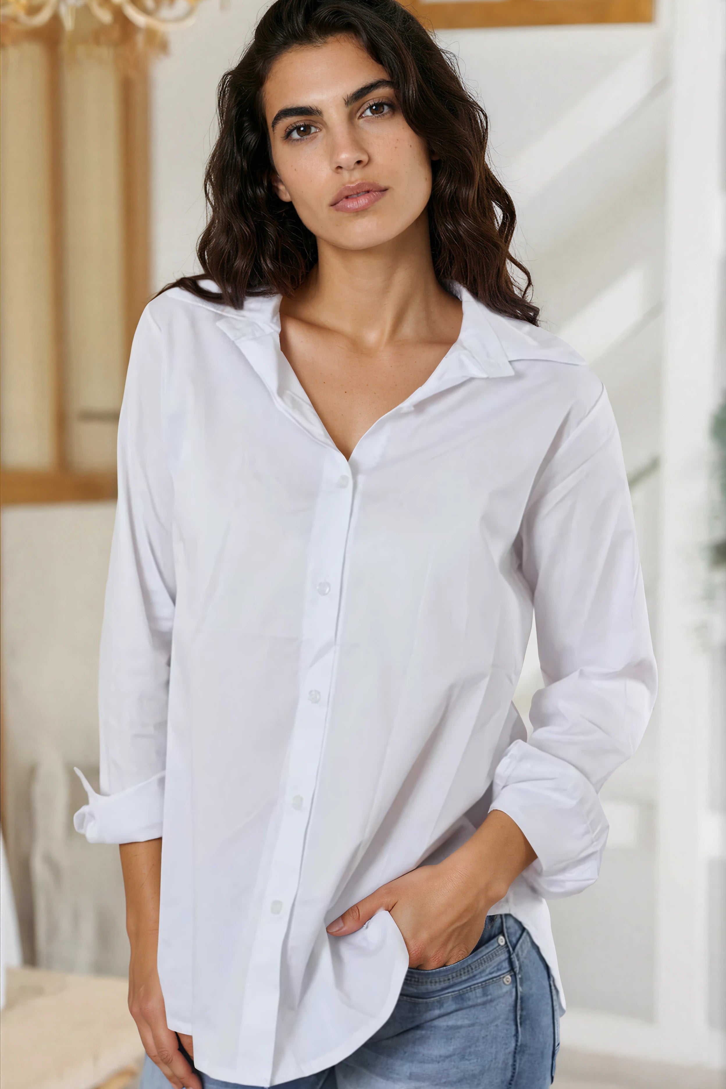 Chemise blanche basique et stretch