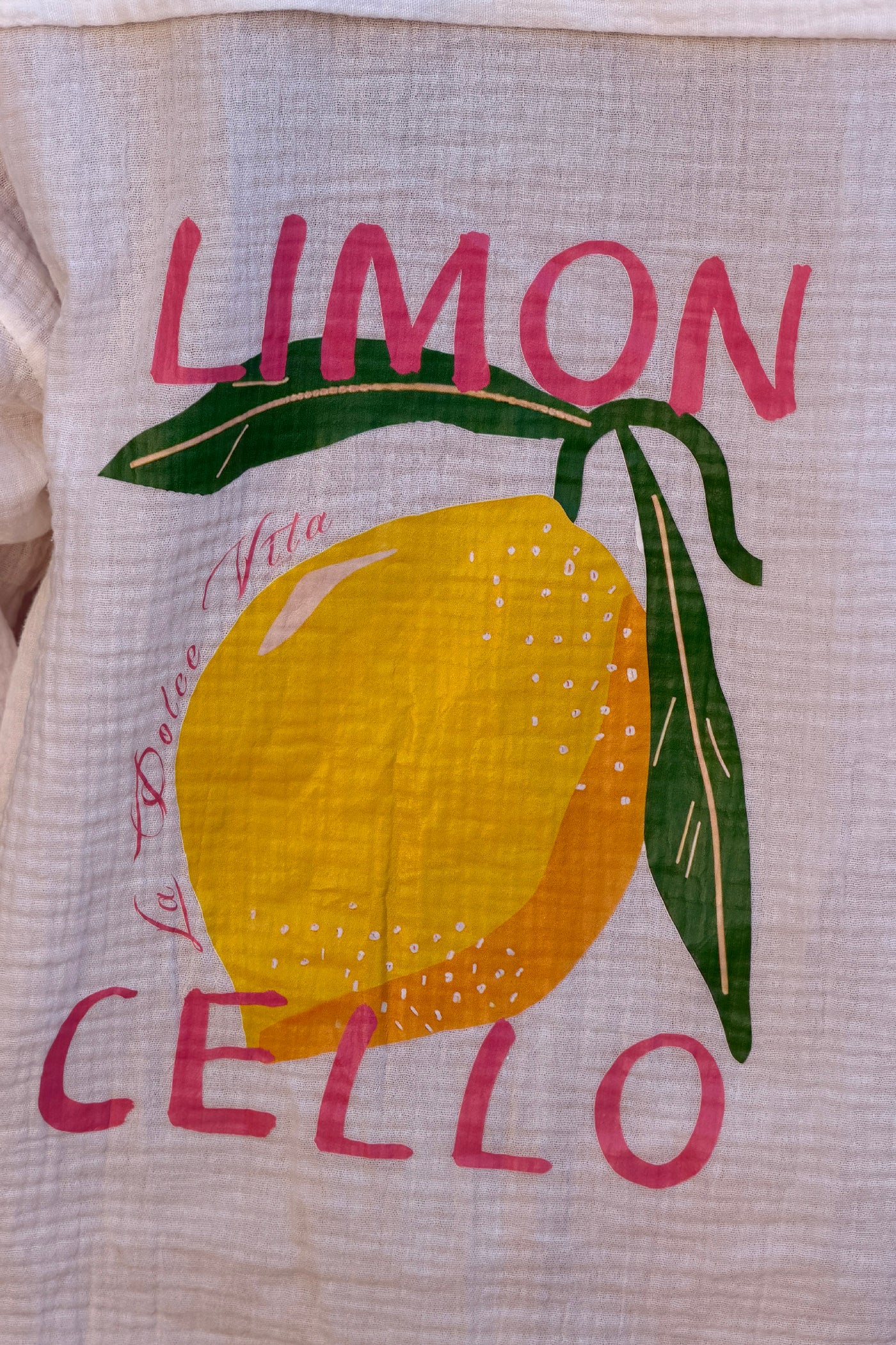 Chemise blanche large en gaze de coton Limoncello citrons au dos