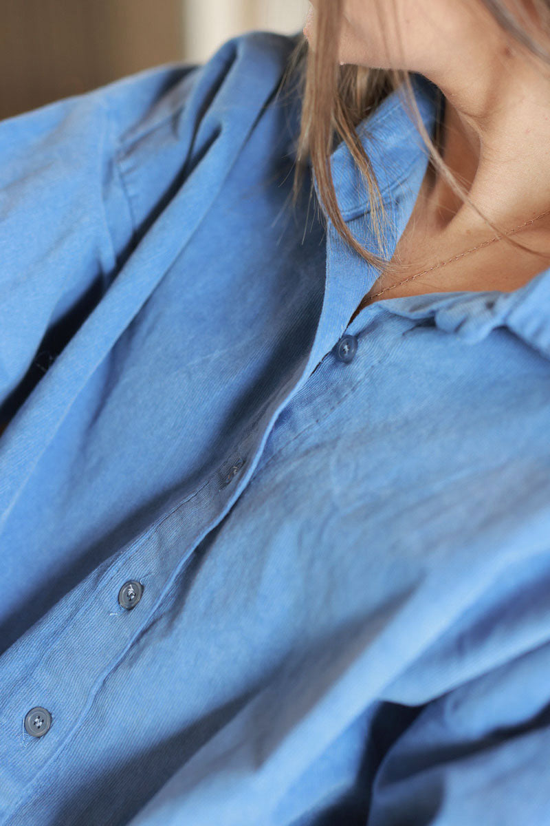 Blue jean Pinwale Corduroy Button-Down Shirt