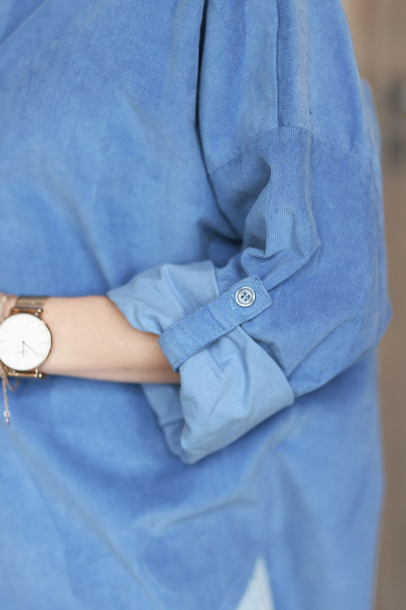 Blue jean Pinwale Corduroy Button-Down Shirt