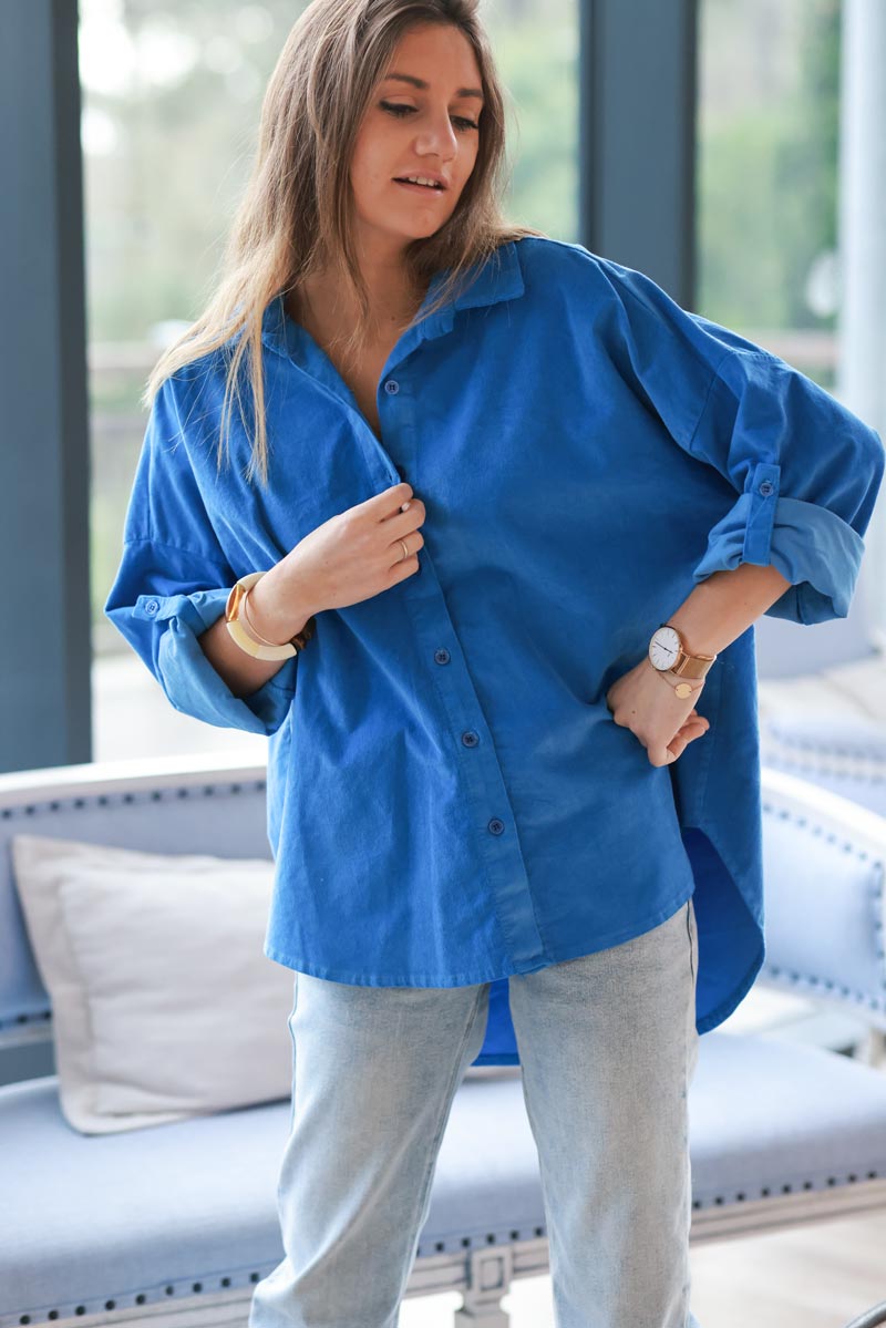 Royal Blue Pinwale Corduroy Button-Down Shirt