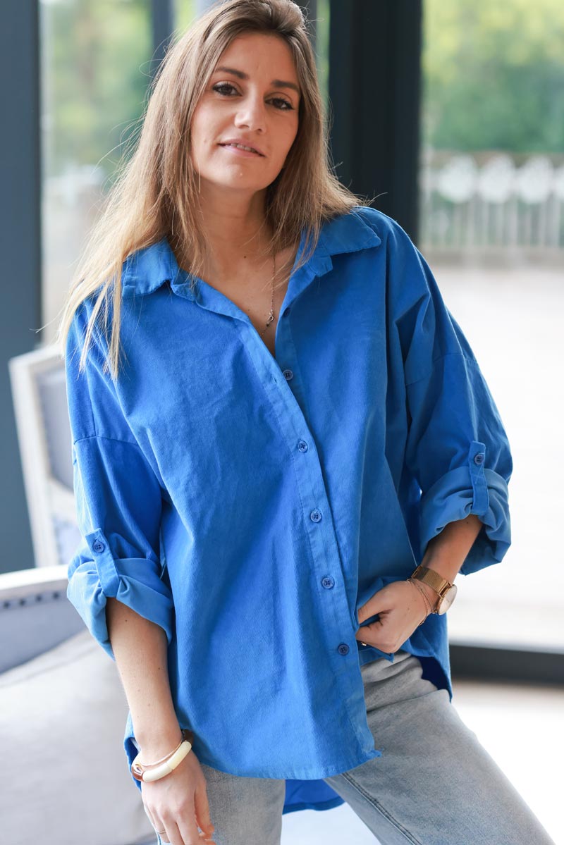 Royal Blue Pinwale Corduroy Button-Down Shirt