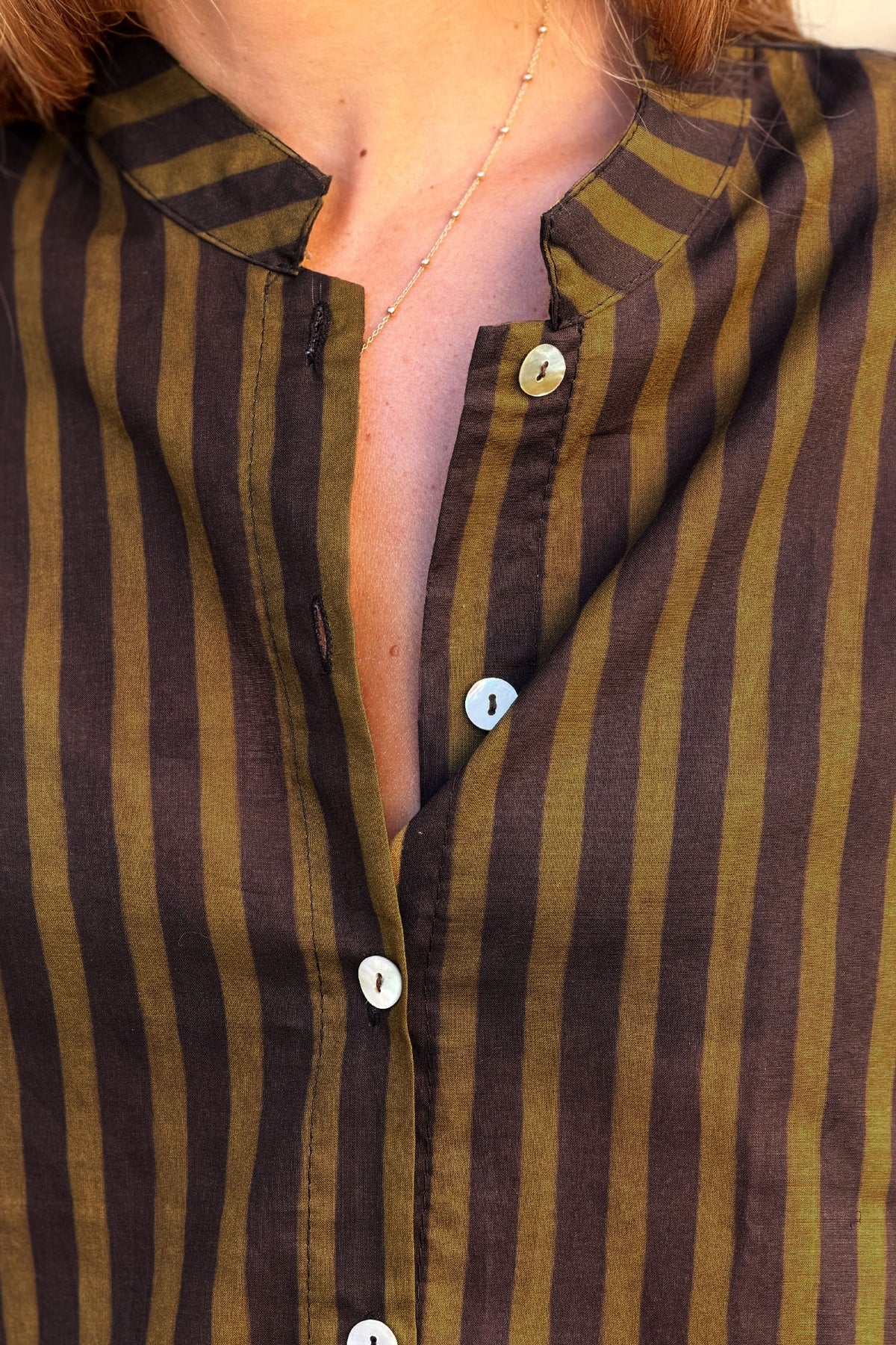 Olive green Stripe Button-Down Shirt