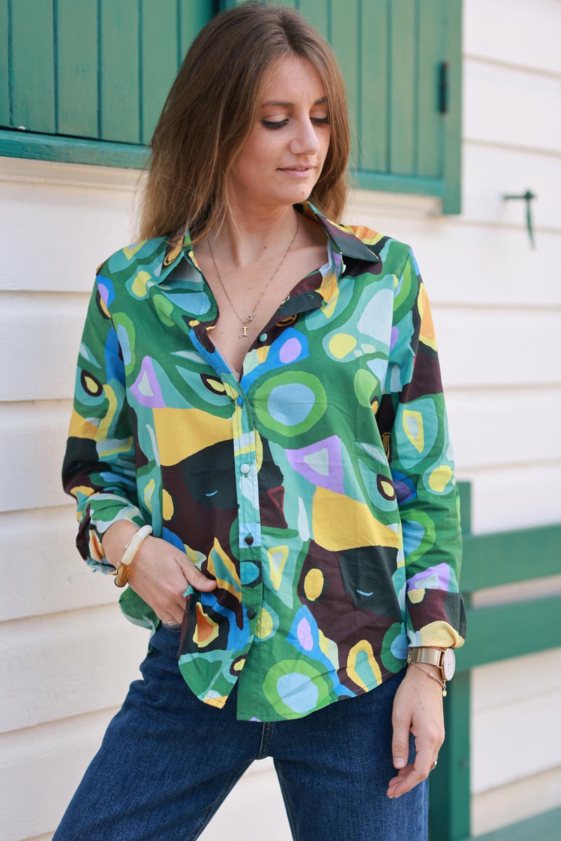 Stained Glass Multi-Print Button-Down Shirt