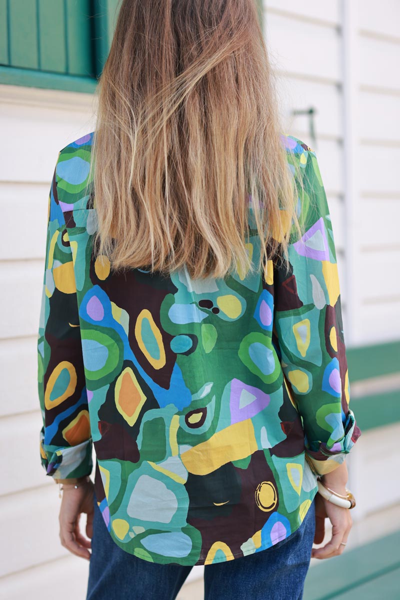 Stained Glass Multi-Print Button-Down Shirt