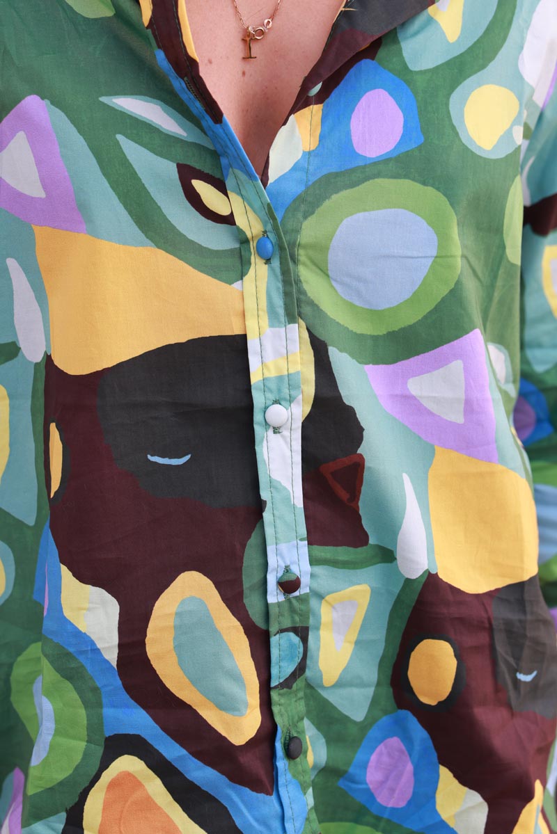 Stained Glass Multi-Print Button-Down Shirt