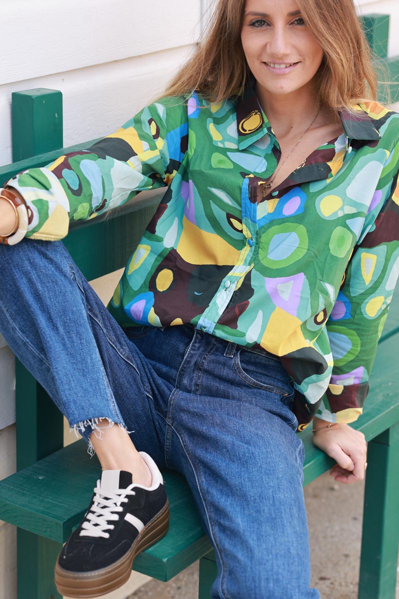 Stained Glass Multi-Print Button-Down Shirt