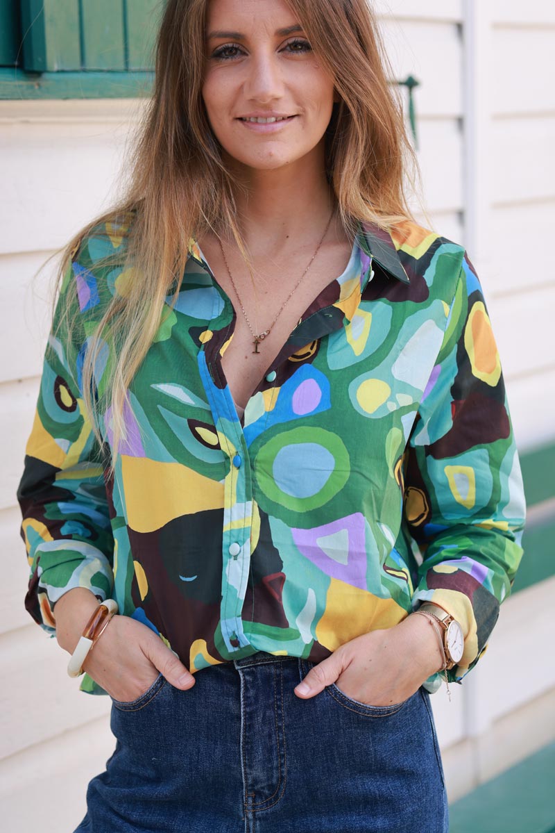 Stained Glass Multi-Print Button-Down Shirt