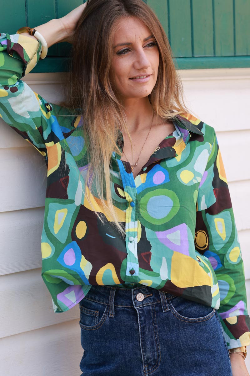 Stained Glass Multi-Print Button-Down Shirt