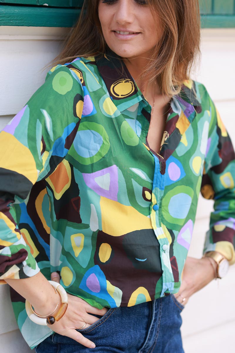 Stained Glass Multi-Print Button-Down Shirt