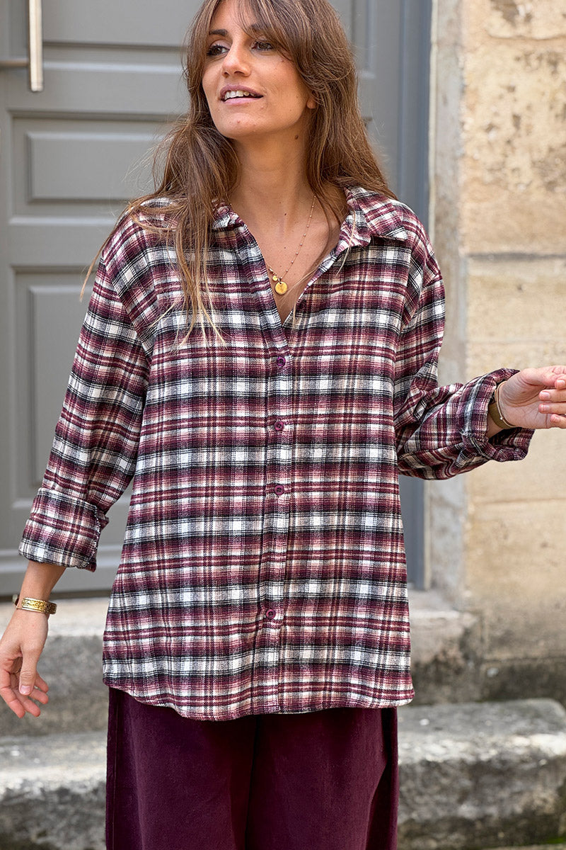 Burgundy Plaid Button-Down Flannel
