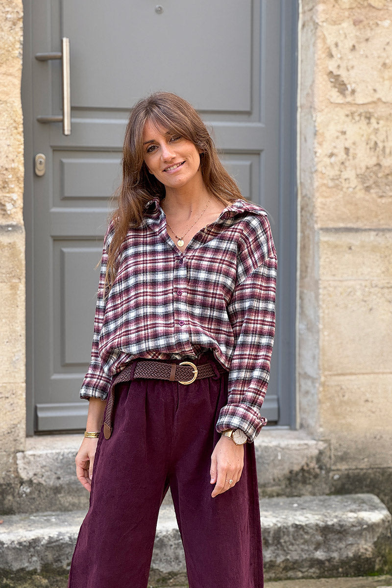Burgundy Plaid Button-Down Flannel