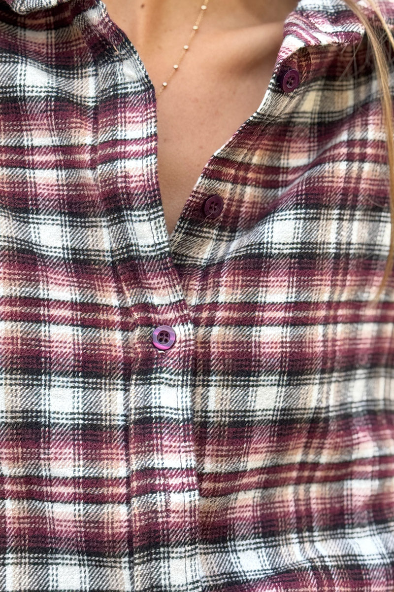 Burgundy Plaid Button-Down Flannel