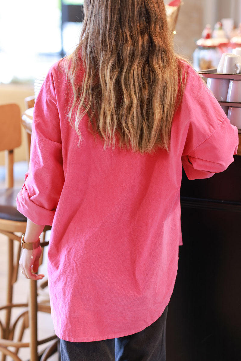 Pink fuchsia Pinwale Corduroy Button-Down Shirt