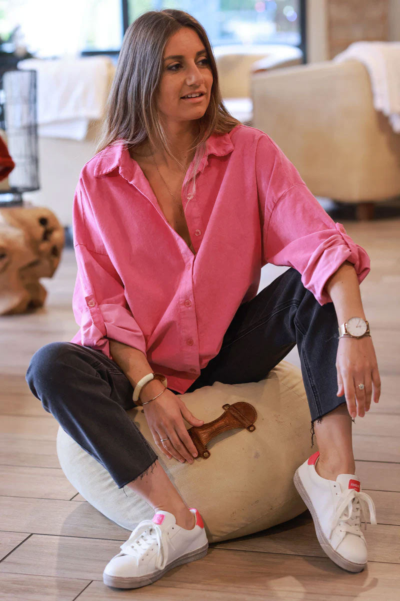 Pink fuchsia Pinwale Corduroy Button-Down Shirt