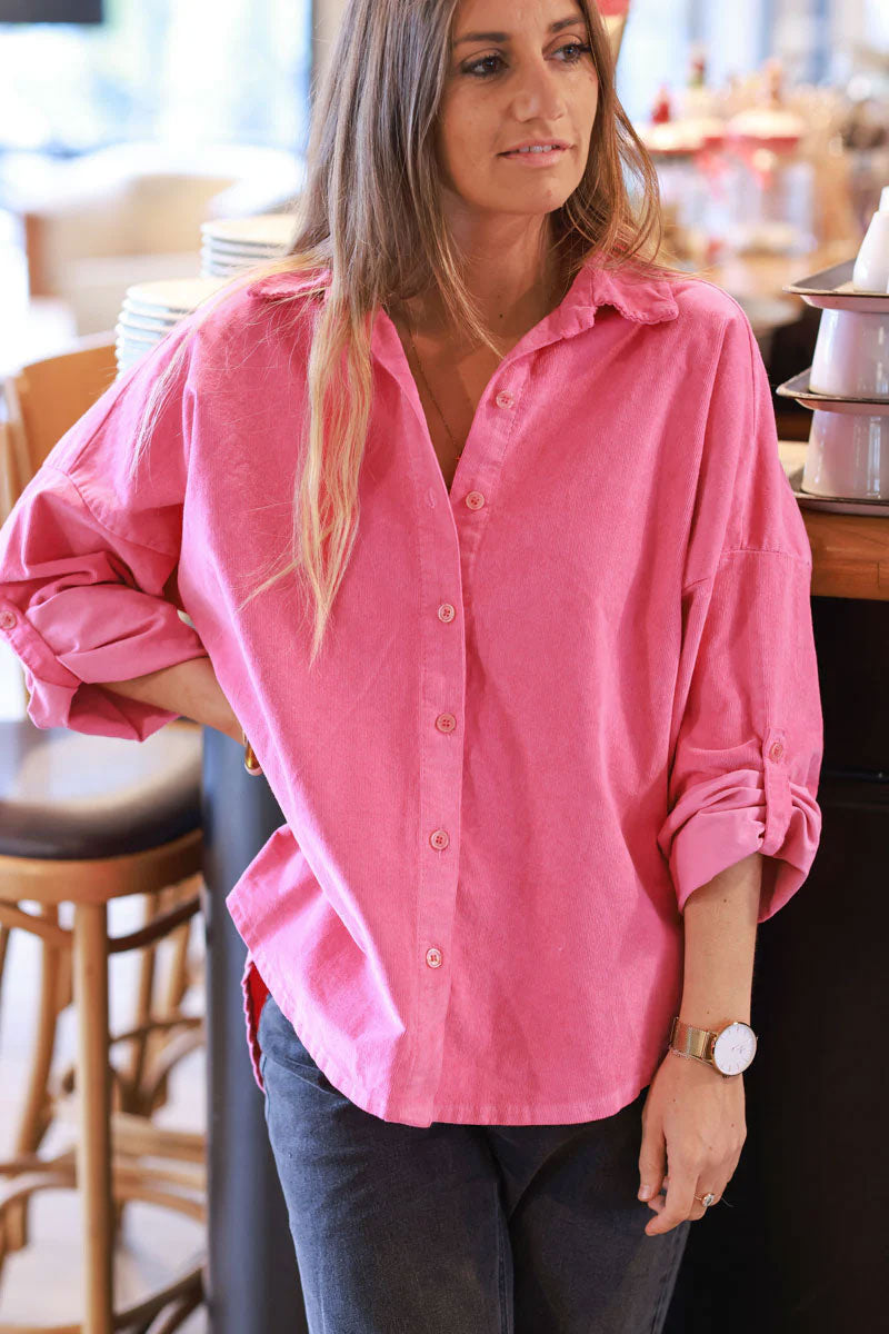 Pink fuchsia Pinwale Corduroy Button-Down Shirt