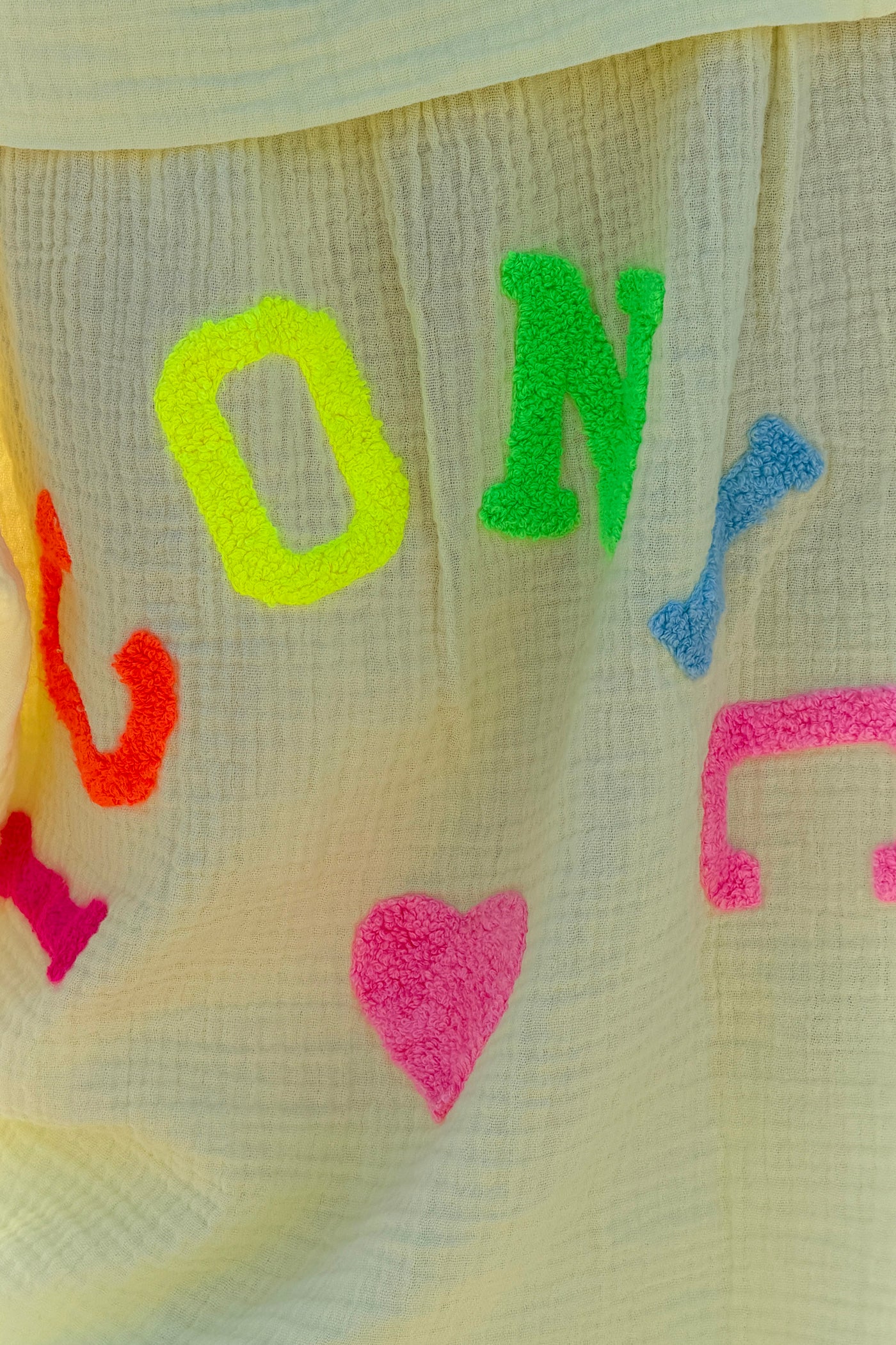 Yellow “ICONIC” Crinkle Gauze Button-Down Top

