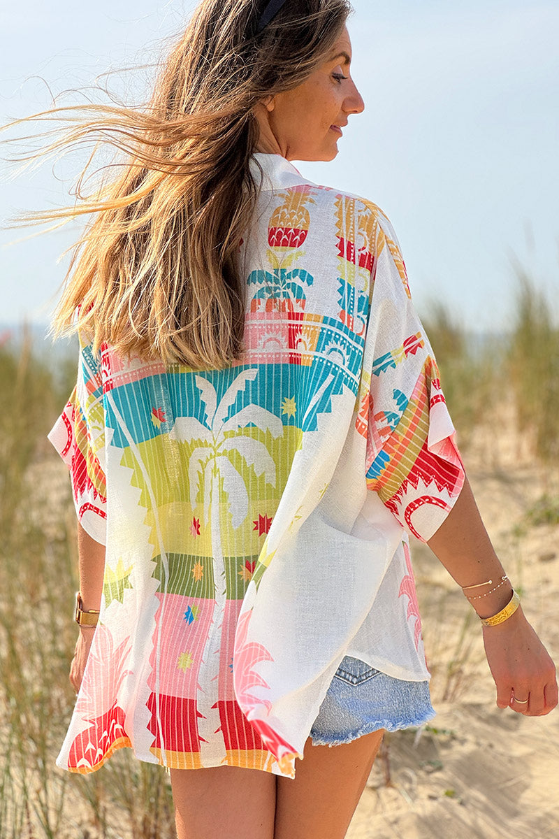 White Pineapple Paradise Guayabera Shirt