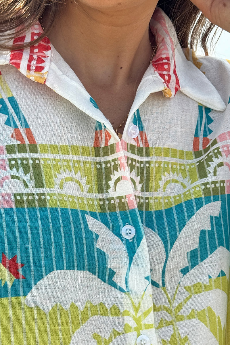 White Pineapple Paradise Guayabera Shirt